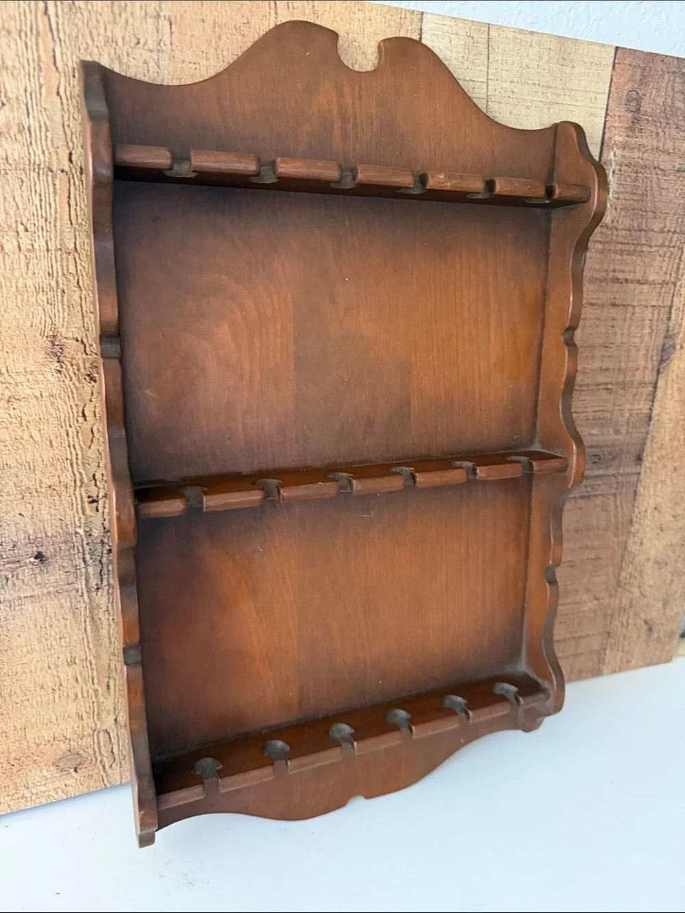 VTG Wooden Spoon Display Rack Shelf